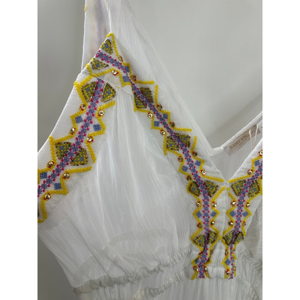 NEW Ramy Brook Sienna Embroidered Chiffon Swim Cover-Up Maxi Dress White XL $365 - Picture 5 of 16